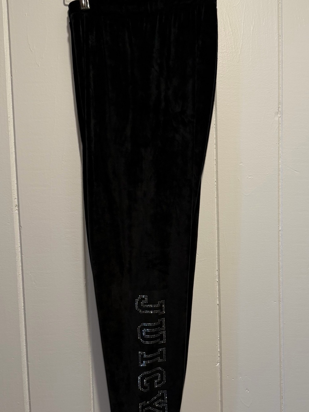 Juicy Couture Black Velour Joggers Y2K Lounge Pants Soft Cozy Size M